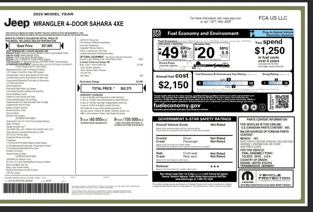 Used 2025 Jeep Wrangler Unlimited Sahara AWD/4WD image 2