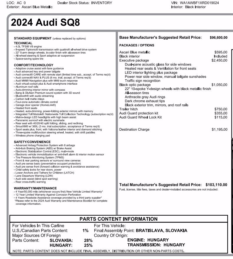 Used 2024 Audi SQ8 Premium Plus AWD/4WD image 51