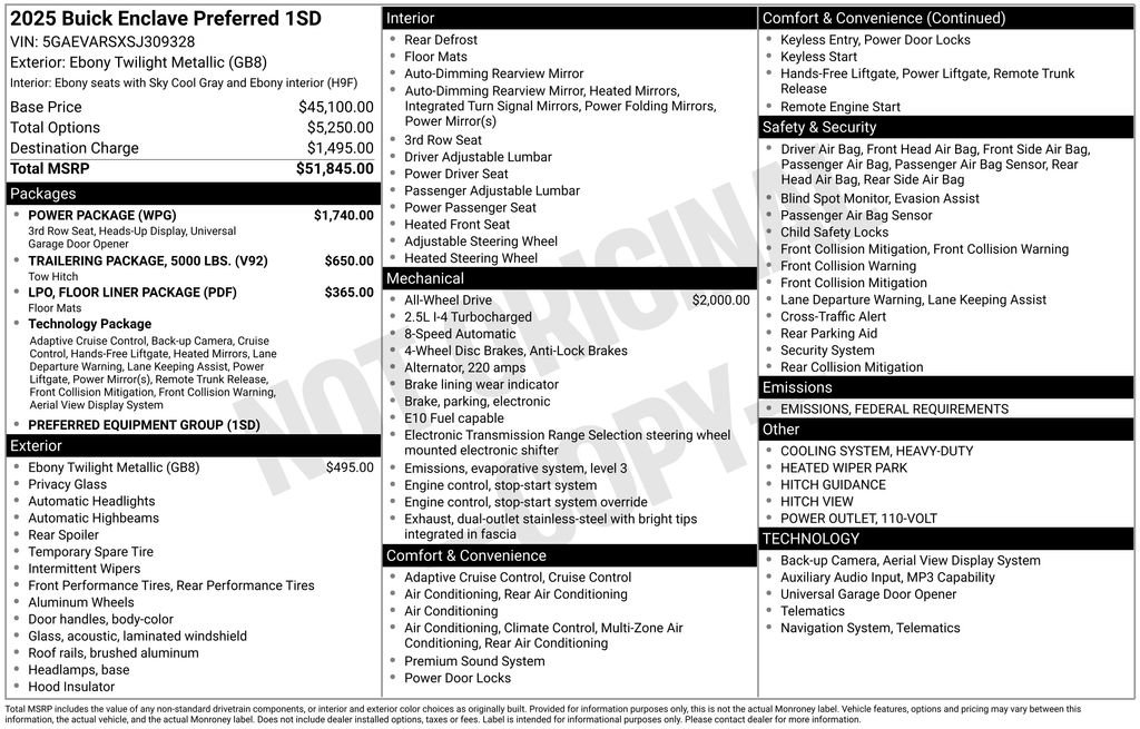 New 2025 Buick Enclave Preferred w/ Power Package image 37