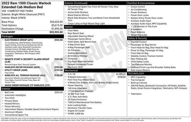 Certified 2022 RAM 1500 Classic Warlock w/ Electronics Group image 10