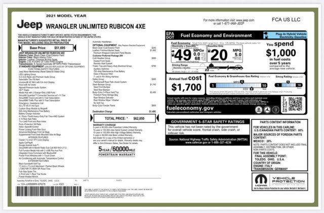 Used 2021 Jeep Wrangler Unlimited Rubicon 4xe w/ Steel Bumper Group image 29