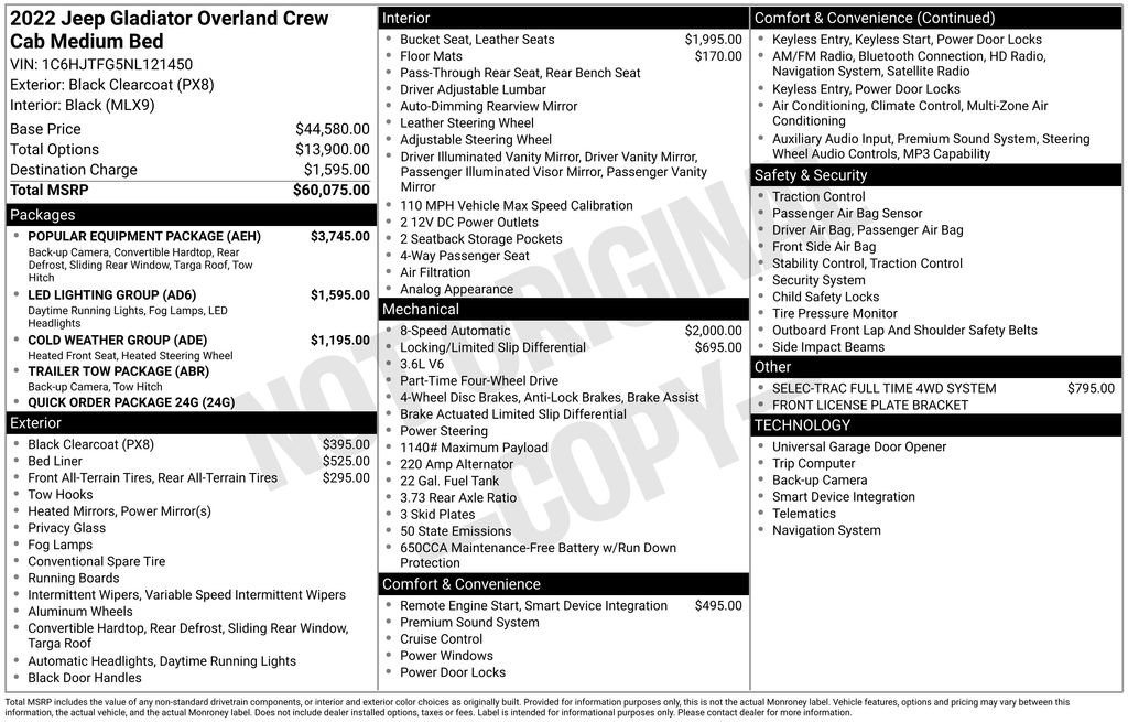 Used 2022 Jeep Gladiator Overland w/ Popular Equipment Package AWD/4WD image 13