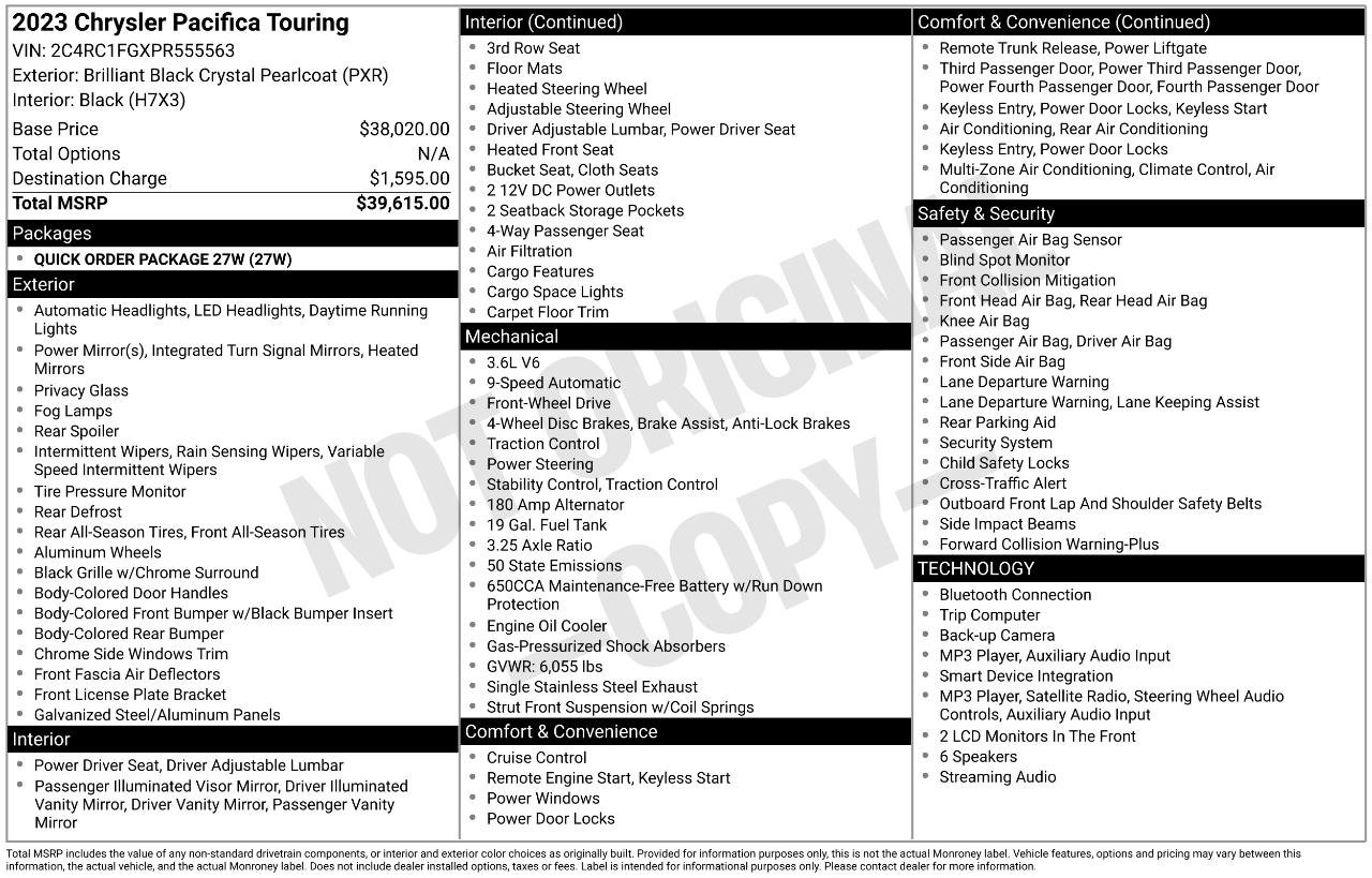 Used 2023 Chrysler Pacifica Touring FWD image 37