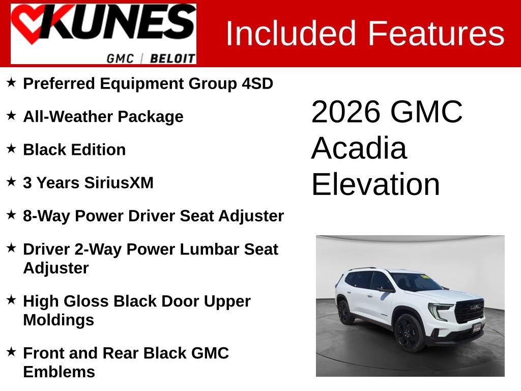 New 2026 GMC Acadia Elevation w/ Black Edition AWD/4WD image 2