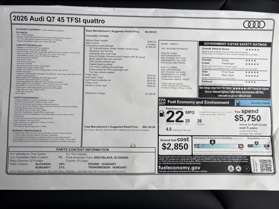 New 2026 Audi Q7 2.0T Premium image 33