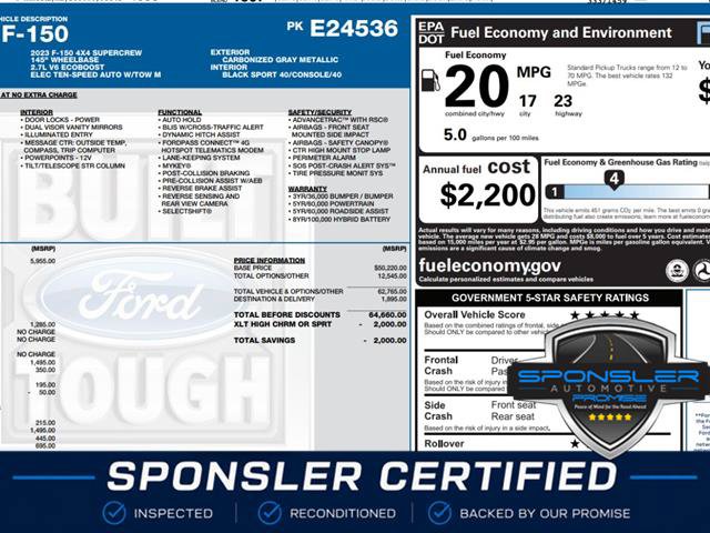 Certified 2023 Ford F150 XLT w/ Equipment Group 302A High