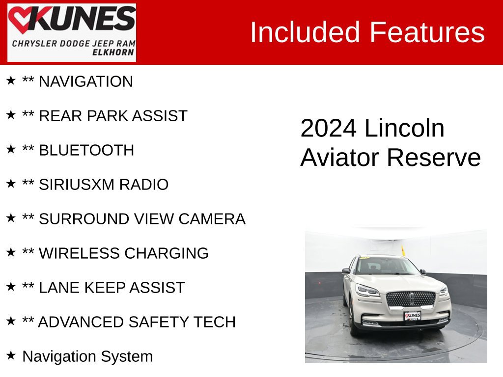 Used 2024 Lincoln Aviator Reserve w/ Equipment Group 201A AWD/4WD image 3