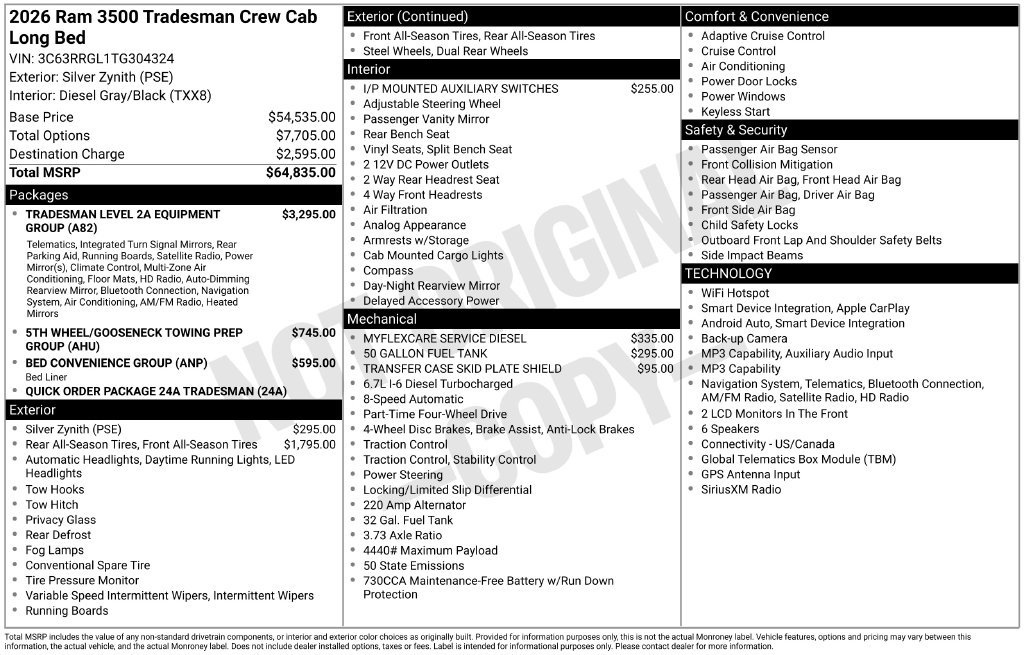 New 2026 RAM 3500 Tradesman AWD/4WD image 26