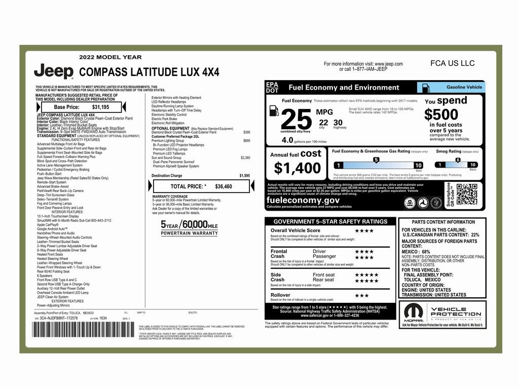 Used 2022 Jeep Compass Latitude w/ Sun and Sound Group image 2