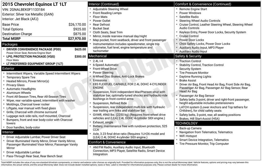 Used 2015 Chevrolet Equinox LT w/ Driver Convenience Package image 2