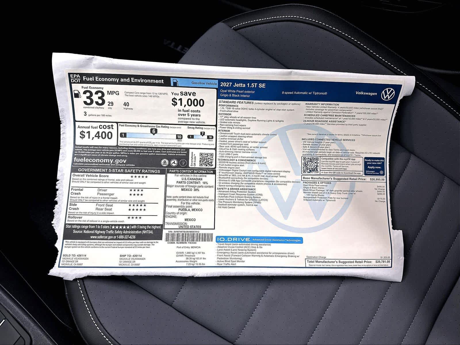 New 2027 Volkswagen Jetta SE FWD image 14