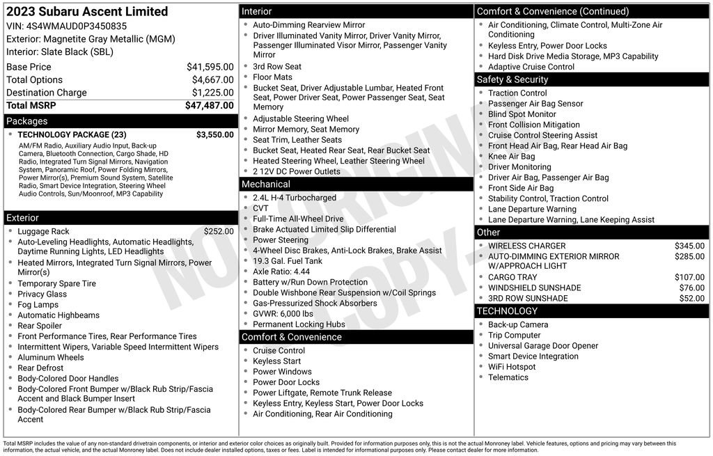 Used 2023 Subaru Ascent Limited w/ Technology Package image 2
