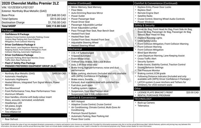 Used 2020 Chevrolet Malibu Premier FWD image 5