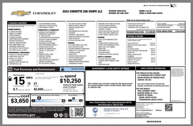 Used 2023 Chevrolet Corvette Z06 w/ Stealth Interior Trim Package image 34