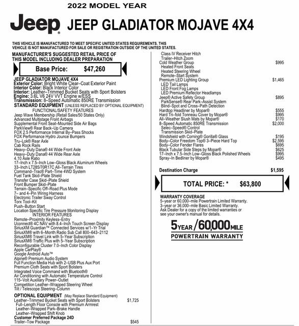 Used 2022 Jeep Gladiator Mojave w/ LED Lighting Group image 4
