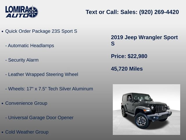 Used 2019 Jeep Wrangler Sport w/ Quick Order Package 23S AWD/4WD image 14