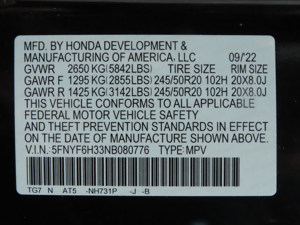 Used 2022 Honda Pilot Sport image 37