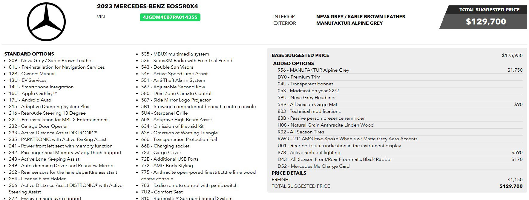 Used 2023 Mercedes-Benz EQS 580 4MATIC SUV image 2