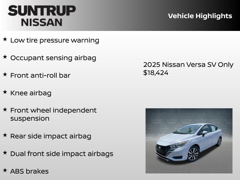 New 2025 Nissan Versa SV w/ Trunk Package image 16