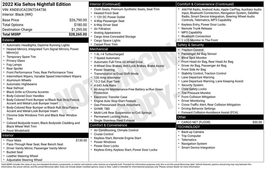 Used 2022 Kia Seltos Nightfall Edition image 3