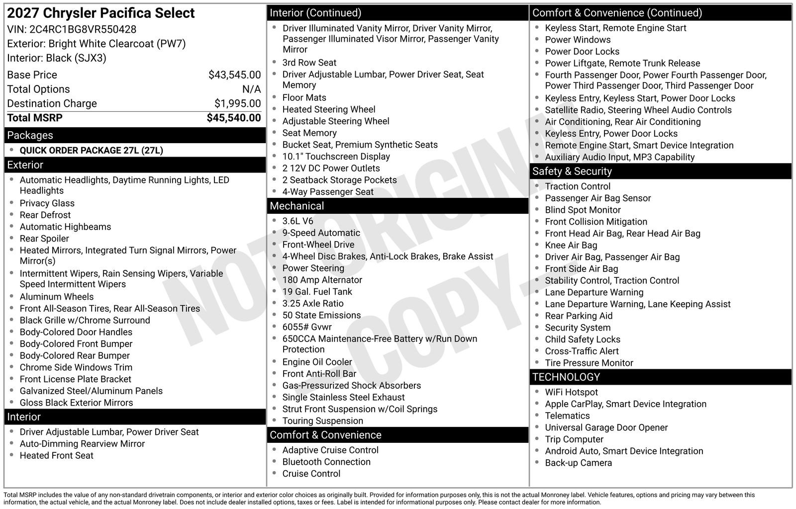 New 2027 Chrysler Pacifica Select FWD image 25