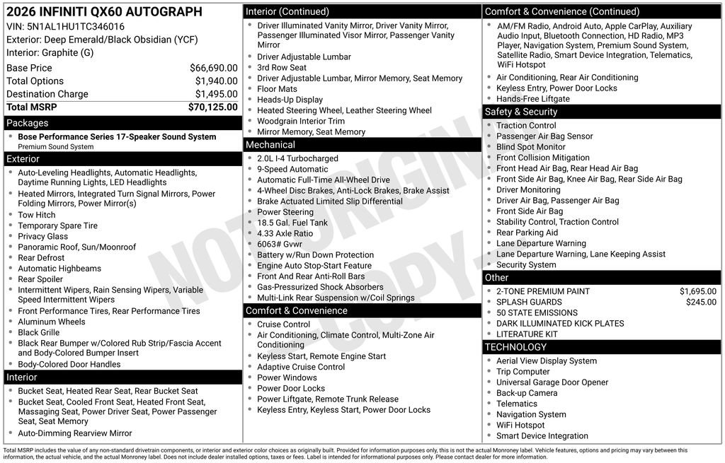 New 2026 INFINITI QX60 Autograph image 5
