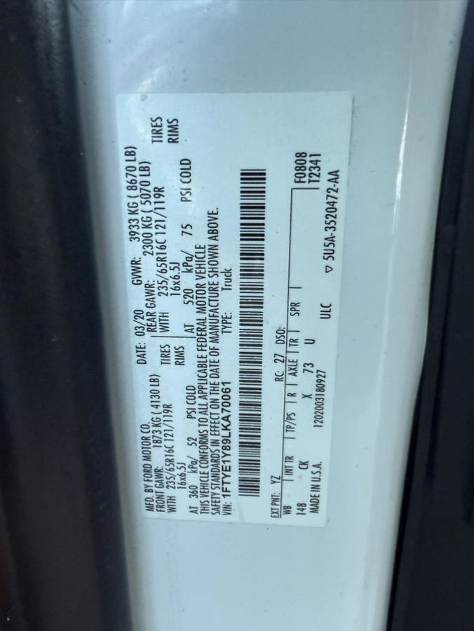 Used 2020 Ford Transit 150 150 LR 3.5L V6 w/ Upfitter Package image 34