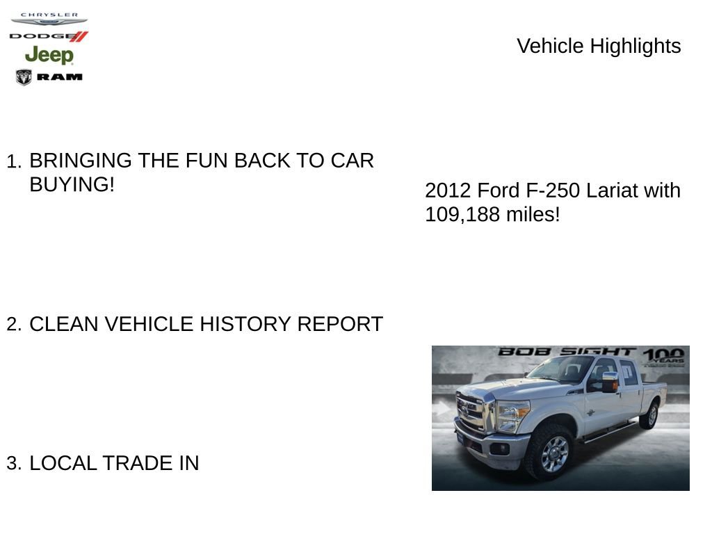 Used 2012 Ford F250 Lariat w/ Snow Plow Prep Pkg image 3