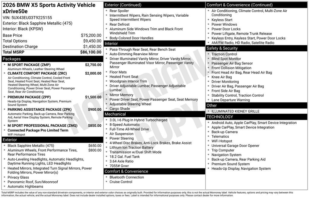 Used 2026 BMW X5 xDrive50e w/ M Sport Package image 5