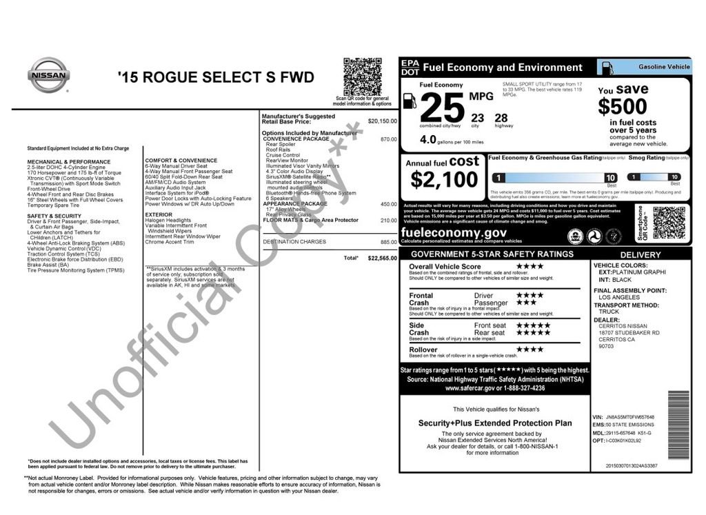 Used 2015 Nissan Rogue S w/ Convenience Package image 3