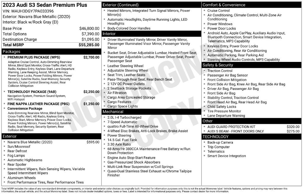 Used 2023 Audi S3 Premium Plus w/ Premium Plus Package AWD/4WD image 2