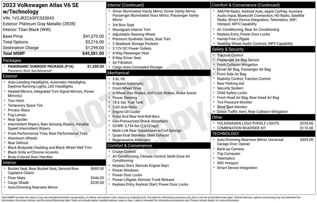Certified 2023 Volkswagen Atlas SE w/ Panoramic Sunroof Package FWD image 14