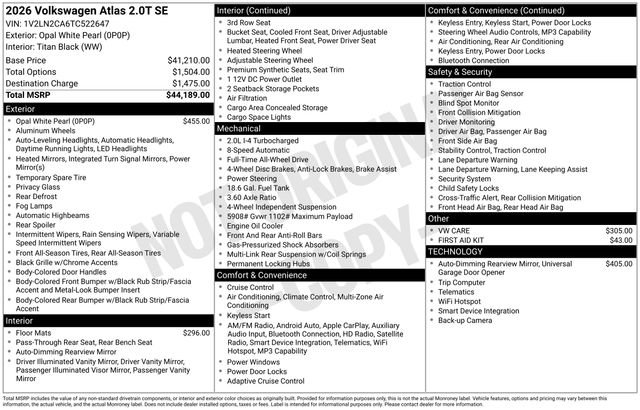 Used 2026 Volkswagen Atlas SE AWD/4WD image 33