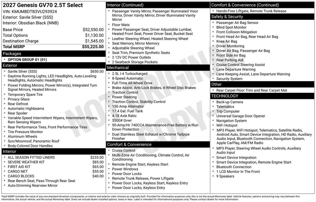 New 2027 Genesis GV70 2.5T Select AWD/4WD image 4