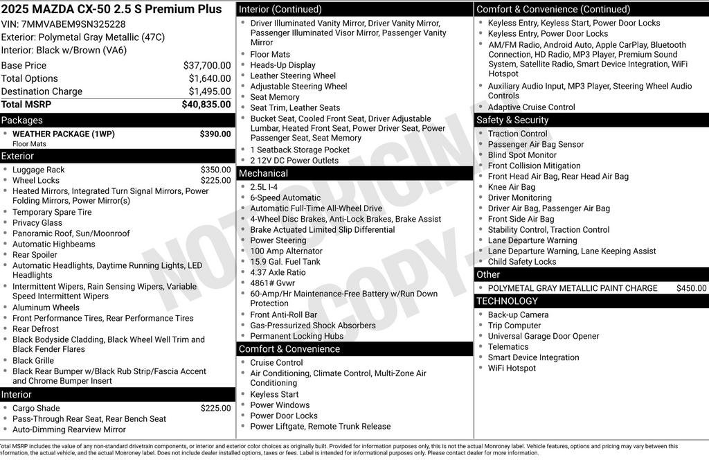 Certified 2025 MAZDA CX-50 AWD 2.5 S w/ Weather Package image 4