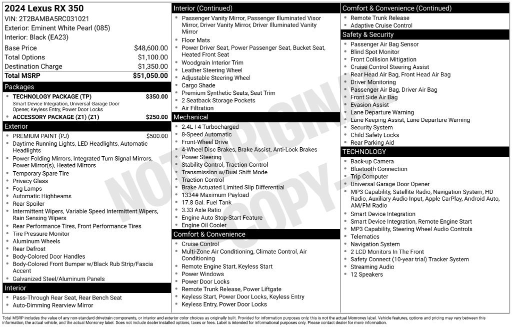 Used 2024 Lexus RX 350 FWD w/ Technology Package image 2