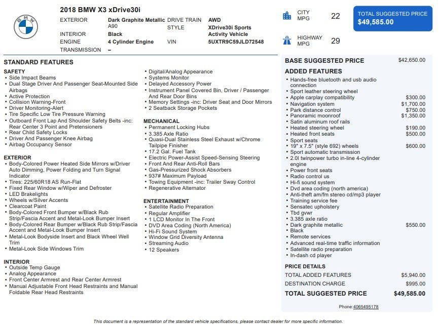 Used 2018 BMW X3 xDrive30i image 40