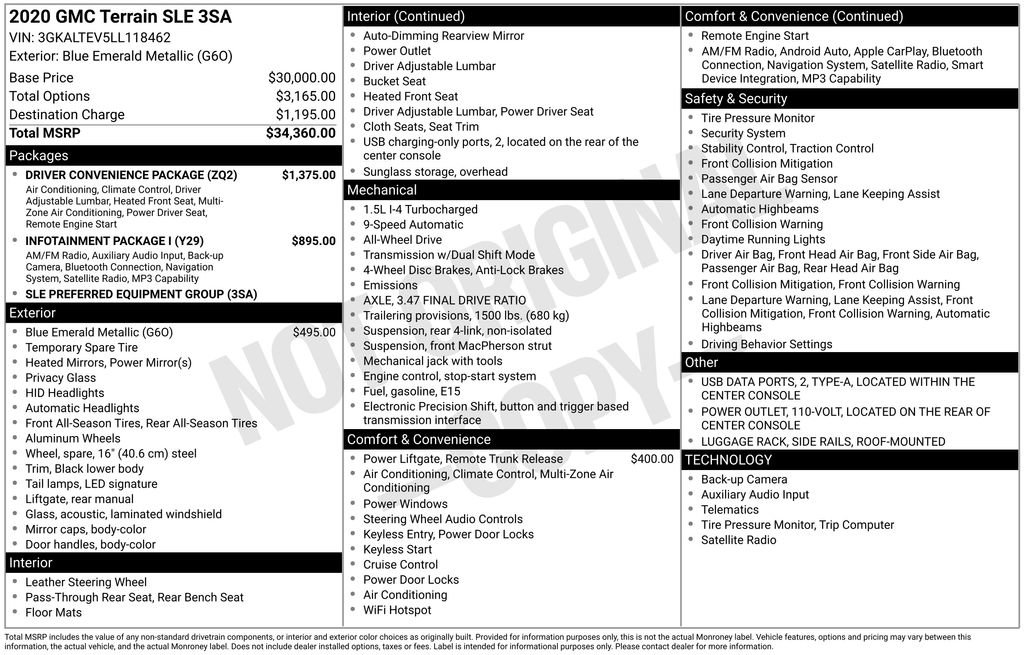 Certified 2020 GMC Terrain SLE w/ Driver Convenience Package AWD/4WD image 47