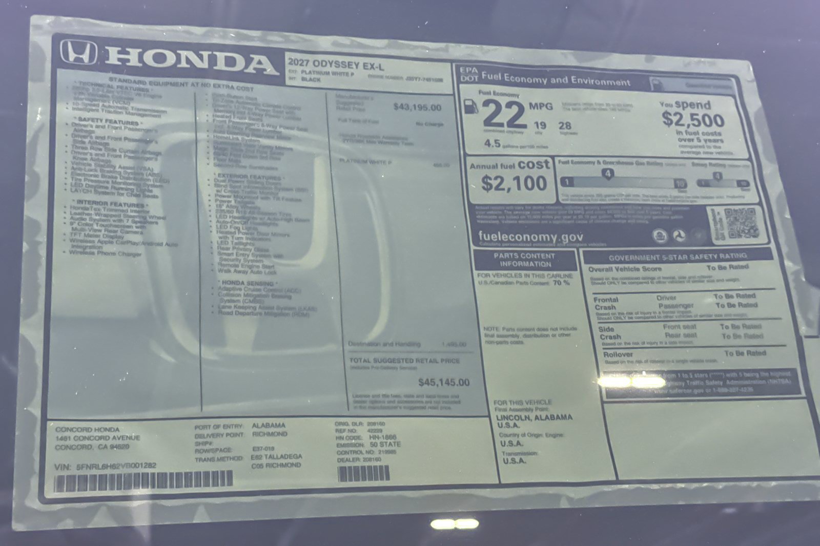New 2027 Honda Odyssey EX-L image 34