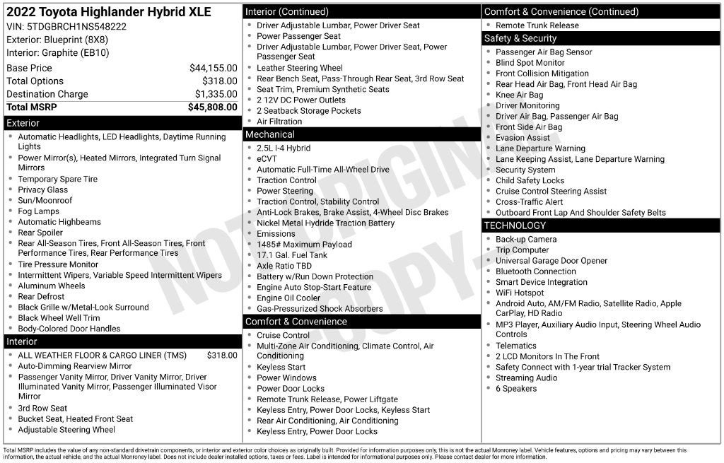 Used 2022 Toyota Highlander XLE AWD/4WD image 3