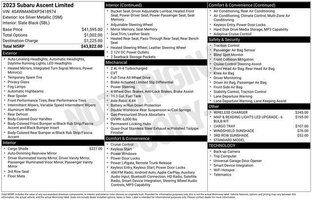 Certified 2023 Subaru Ascent Limited image 30