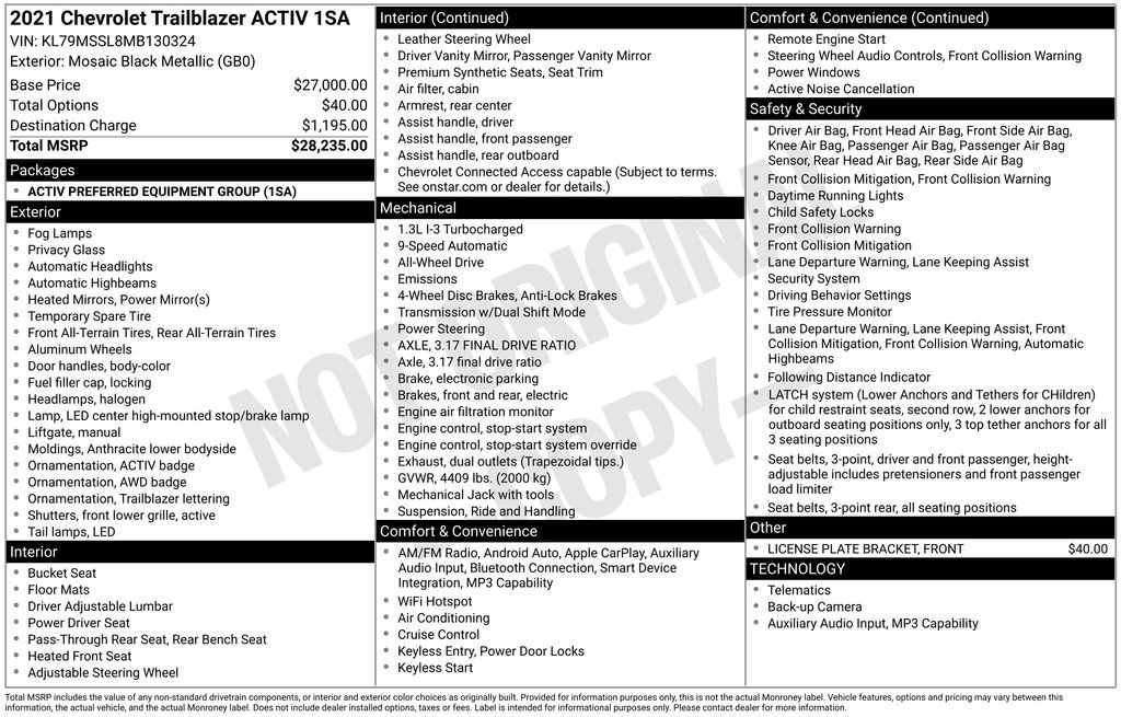 Used 2021 Chevrolet TrailBlazer ACTIV AWD/4WD image 8