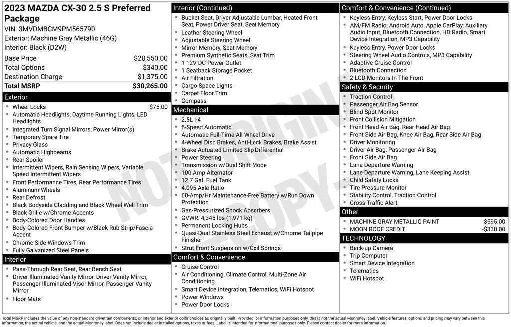 Certified 2023 MAZDA CX-30 AWD 2.5 S w/ Preferred Package image 2