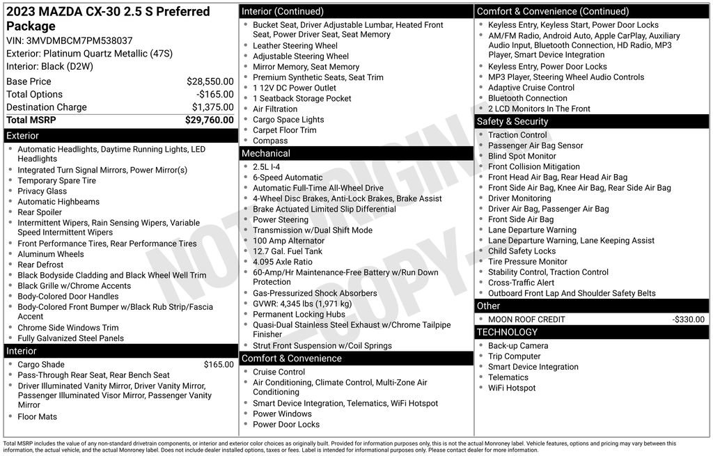 Certified 2023 MAZDA CX-30 AWD 2.5 S w/ Preferred Package image 10