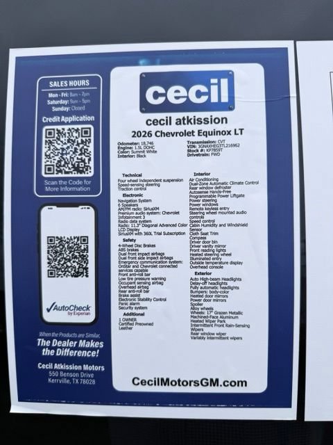 Certified 2026 Chevrolet Equinox LT w/ Convenience Package II FWD image 20