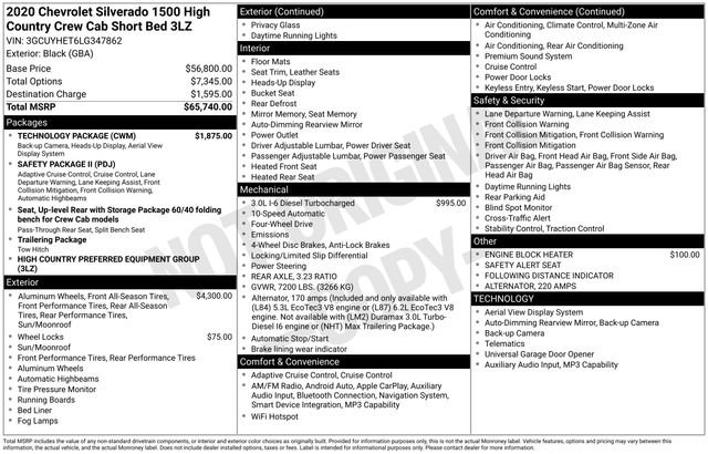 Used 2020 Chevrolet Silverado 1500 High Country w/ Technology Package AWD/4WD image 31