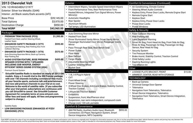 Used 2013 Chevrolet Volt Premium w/ Premium Trim Package