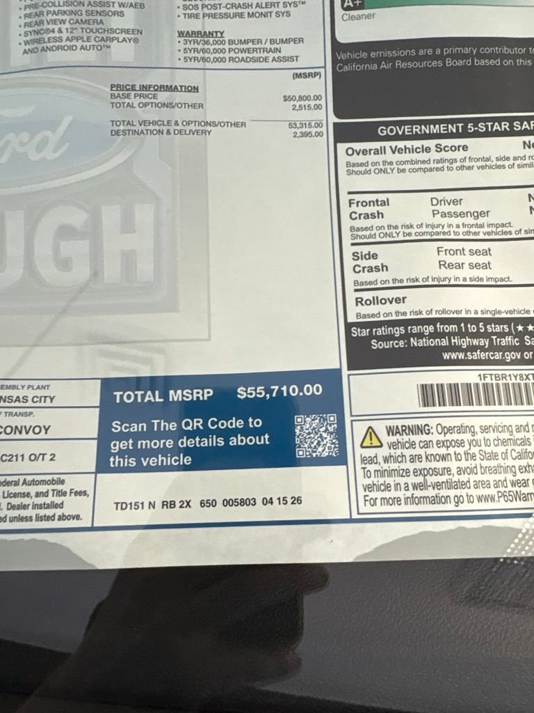 New 2026 Ford Transit 250 Low Roof w/ Load Area Protection Package RWD image 23