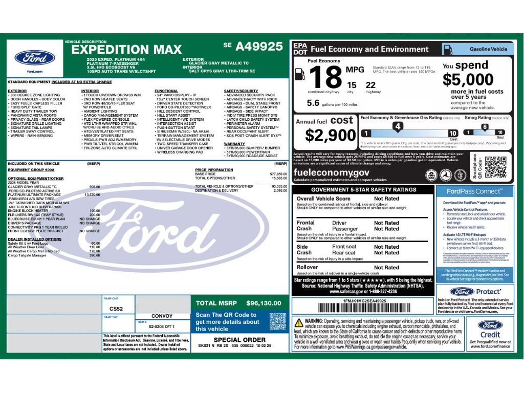 Used 2025 Ford Expedition Max Platinum w/ Platinum Ultimate Package AWD/4WD image 11