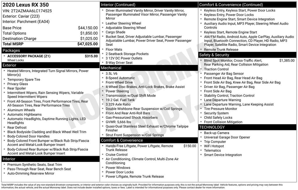 Used 2020 Lexus RX 350 FWD w/ Accessory Package image 13